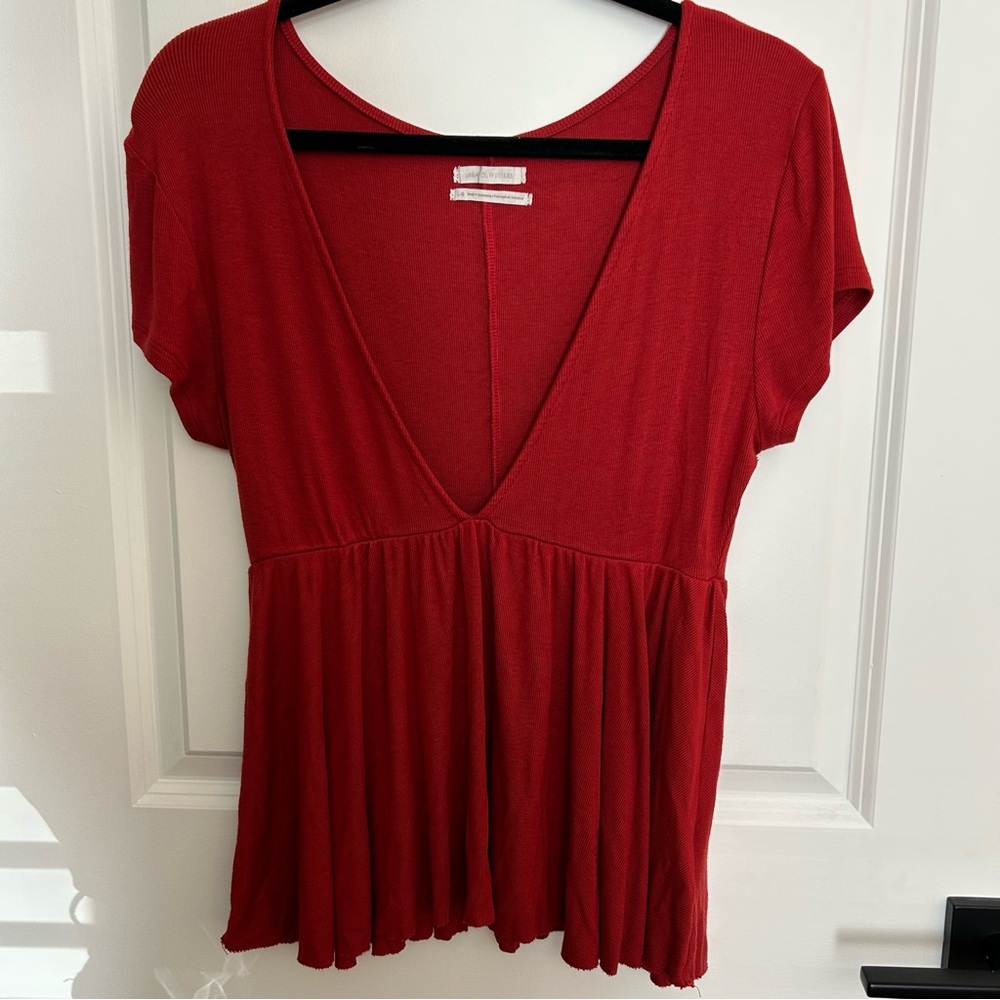 Urban Outfitters Red V-Neck Top